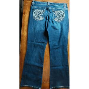 Nine West Vintage America thick‎ stitched Embroidered bootcut Jeans 32X30 #238C
